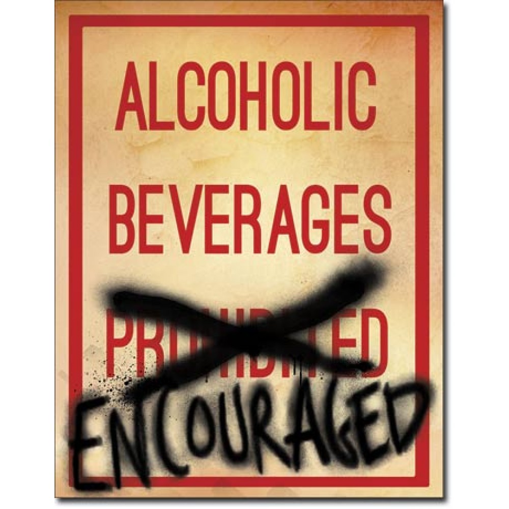 Placa metalica - Alcoholic Beverages - 30x40 cm